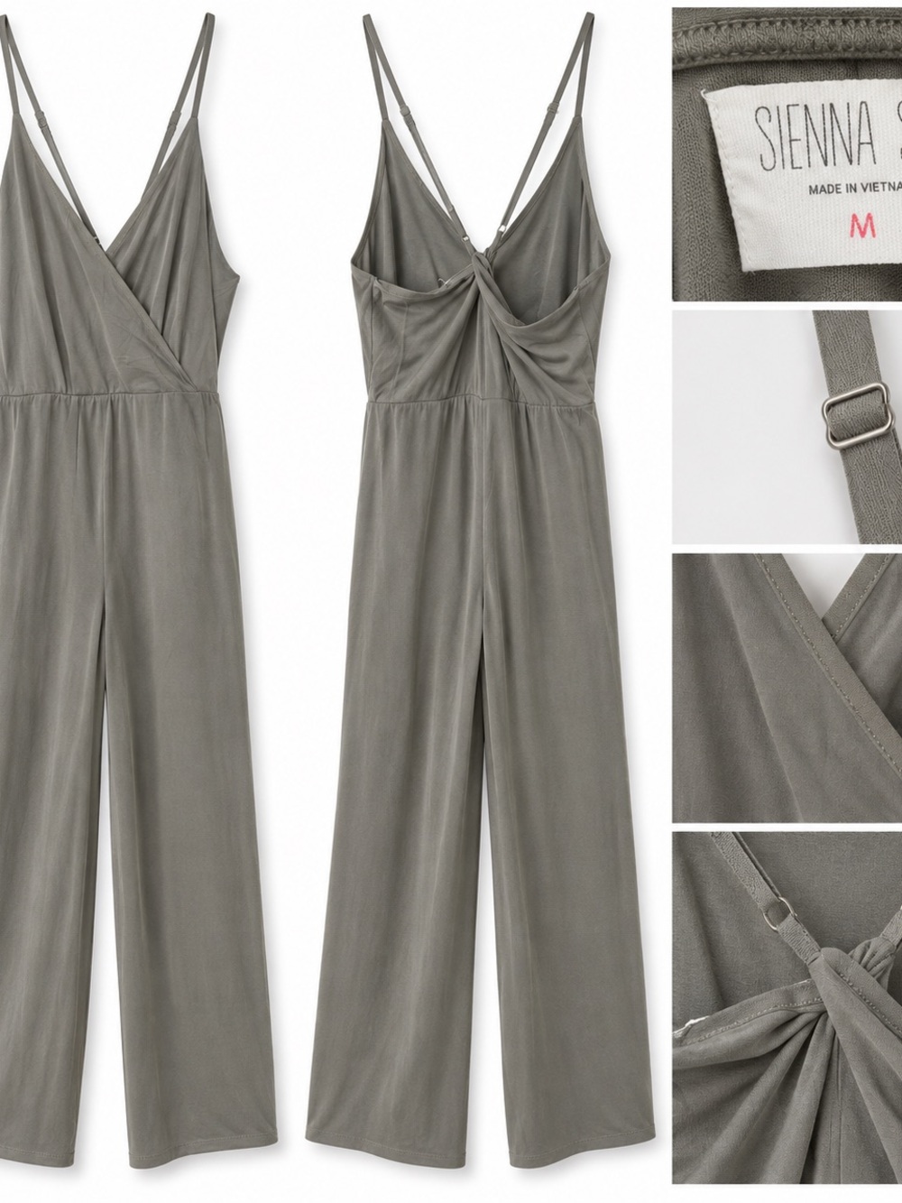Sienna Sky Green Wrap Front Wide Leg Jumpsuit Size M